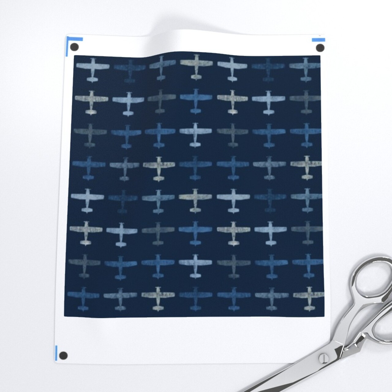 Small Scale Planes Airplane Aviation Pilot Aviator Blue And Gray Custom Printed Fabric by Spoonflower Various Fabrics by the Yard or Fat Quarter